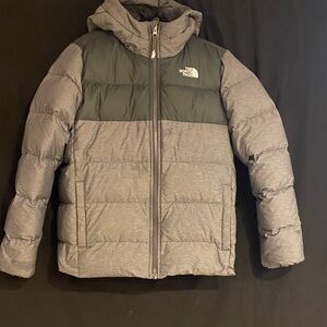 The North Face Kids' Gray Puffer Jacket with Dark Gray Coat